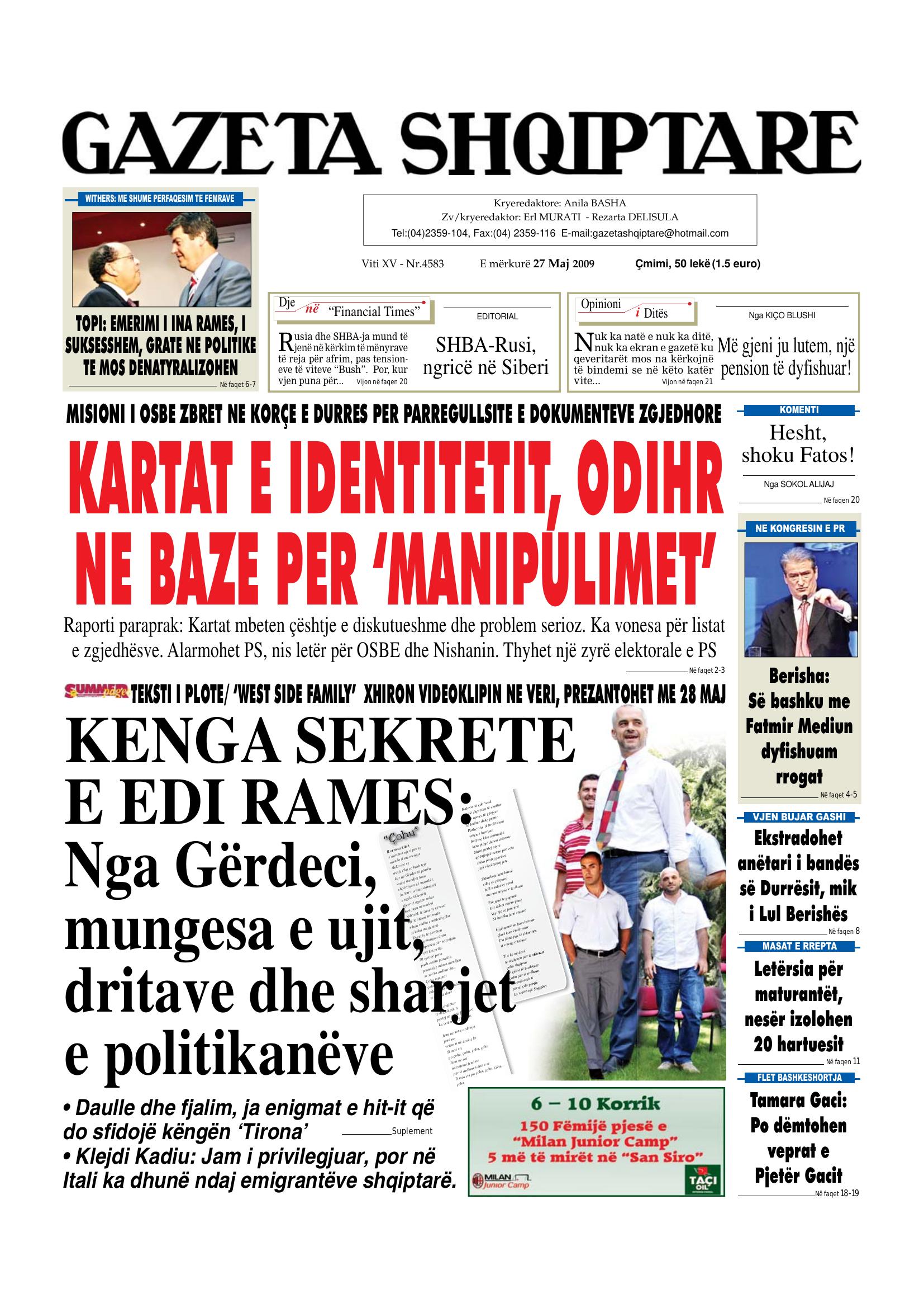 Gazeta Shqiptare 2009-05-27